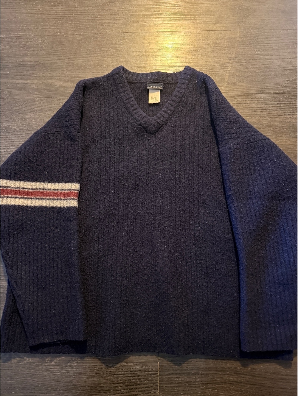 Vtg 90s London Fog Wool Cropped Boxy Ribbed Sweater L/M